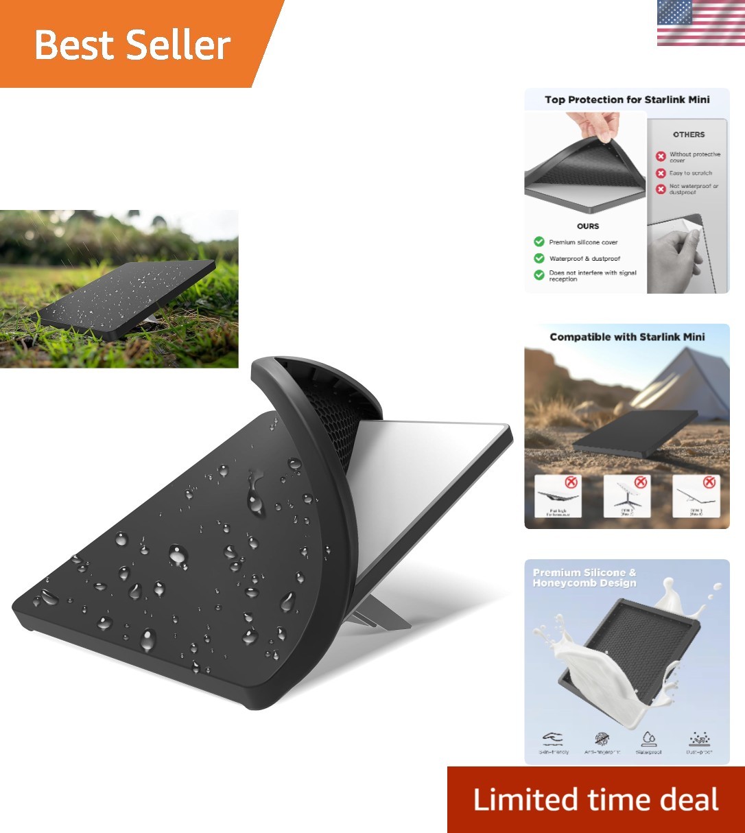 Starlink Mini Protective Silicone Cover - Shockproof & Weather-Resistant Black