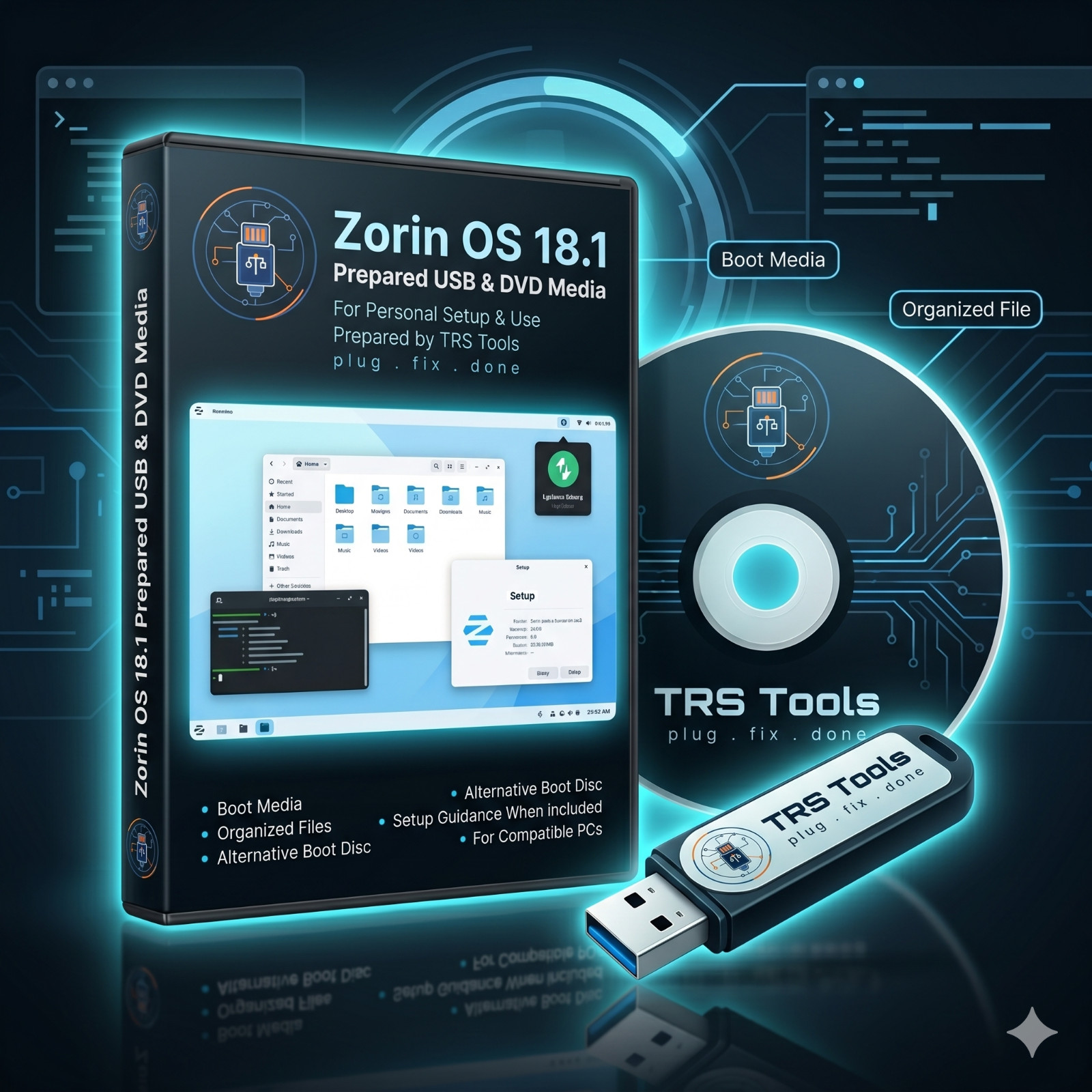 Zorin OS 18.1 Core Prepared USB Media for Compatible PCs