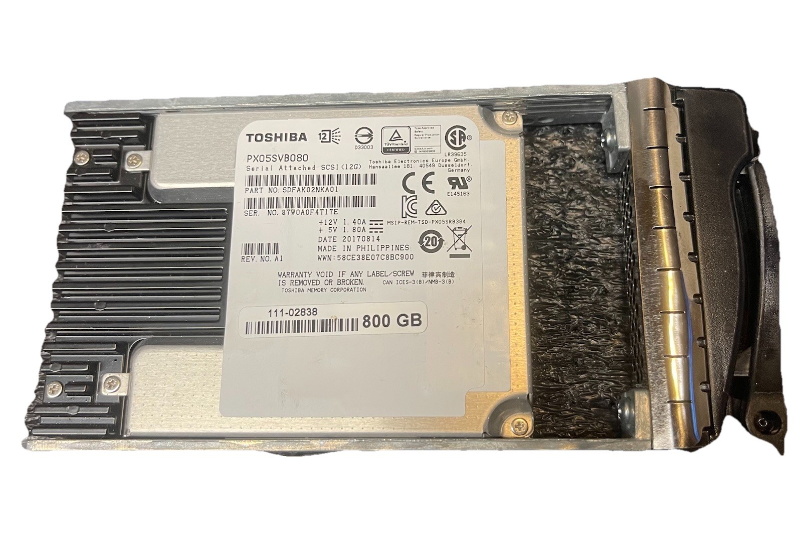 Toshiba 800GB SSD SAS 12Gbps Server Hard Drive 2.5" PX05SVB080 
