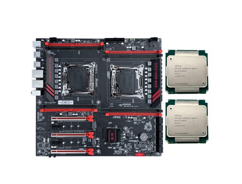 X99-8D4/2.5G Dual CPU Motherboard + Intel Xeon E5-2696v3 36c/72t 2.3GHz M.2 EATX