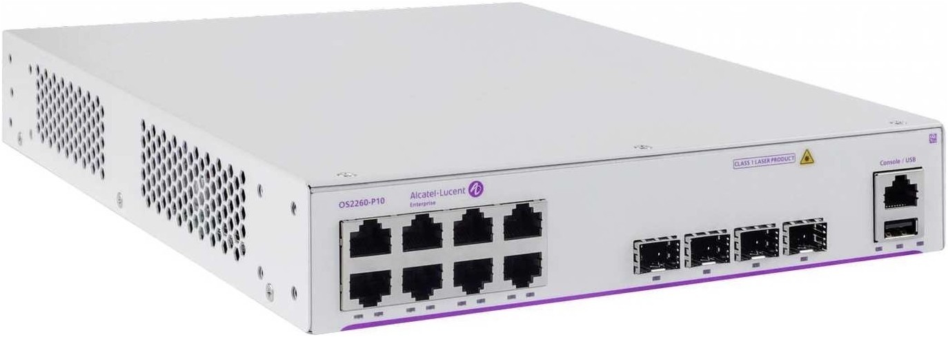 Alcatel-Lucent OS2260-P10 OmniSwitch 8-Port Gigabit PoE+ Switch 4xSFP 75W