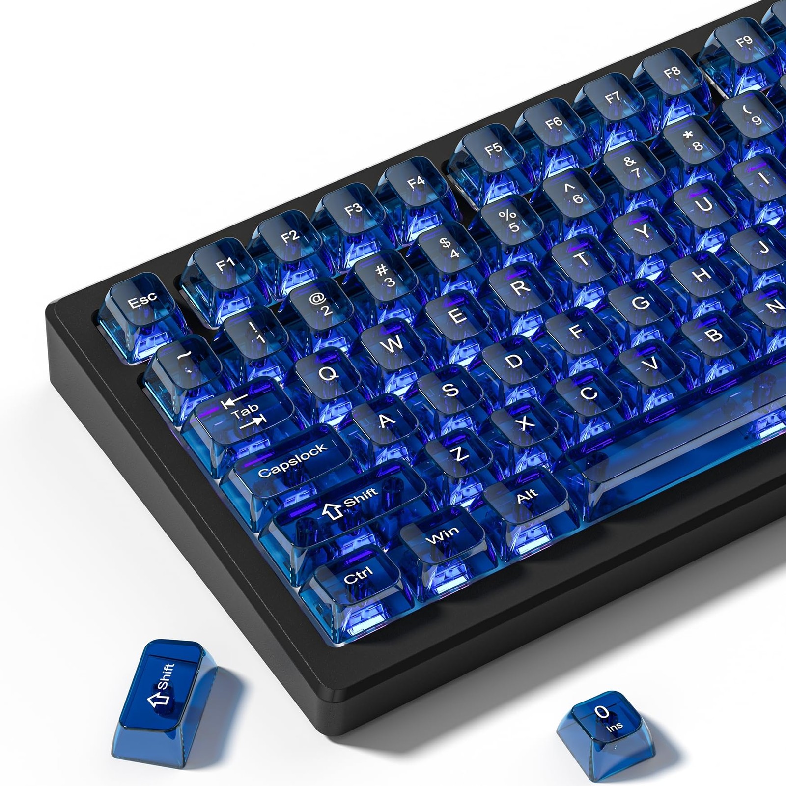 Dark Blue Clear Keycaps 75 Percent Jelly Keycap Set MDA Profile For MX Switch