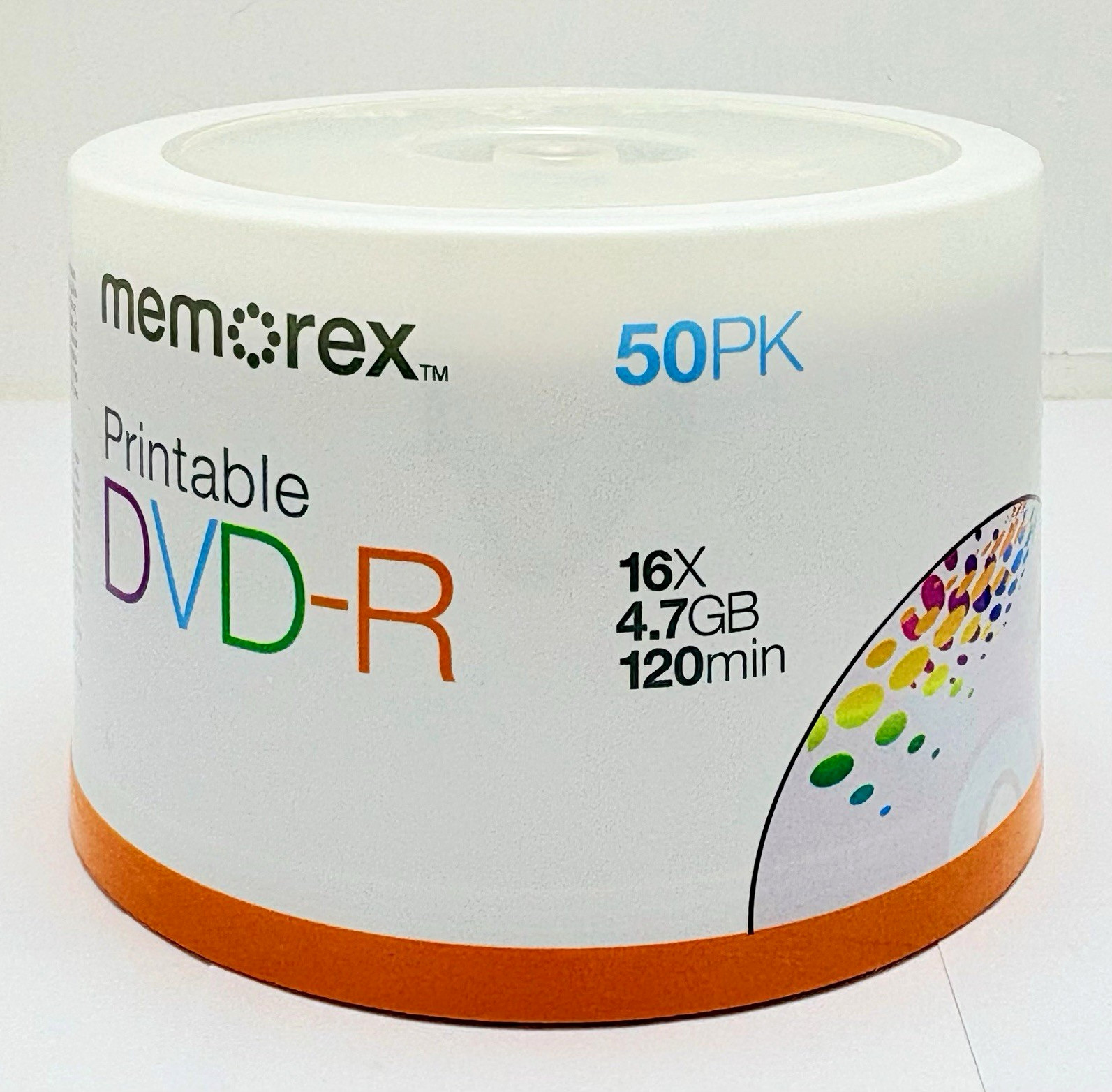 NEW Memorex Printable Recordable DVD-R 4.7GB 16x 50-Pack Spindle