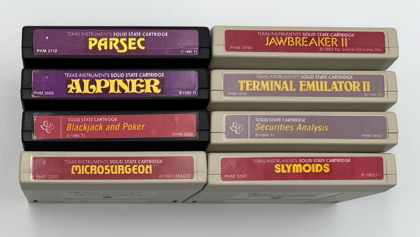 Texas Instruments Home Computer Solid State Game Cartridges LOT OF 8 - Untested