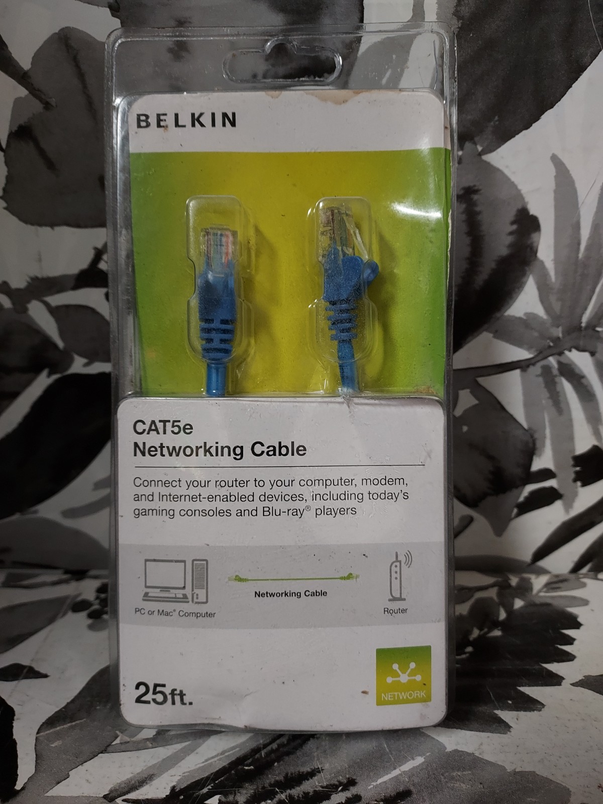 💝 Belkin A3L791B25 GRAY Cat5e Cabling 25ft Length 🆕 AS SHOWN