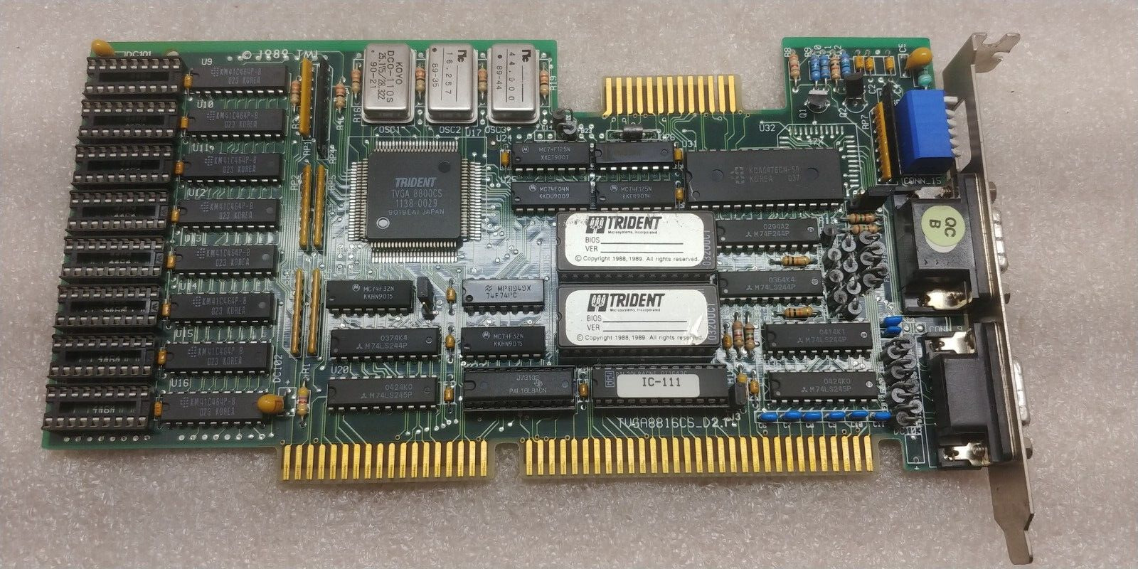Retro Trident TVGA8816CS 8800CS Chip VGA Ega Isa Graphic Card 256KB Video VG-200