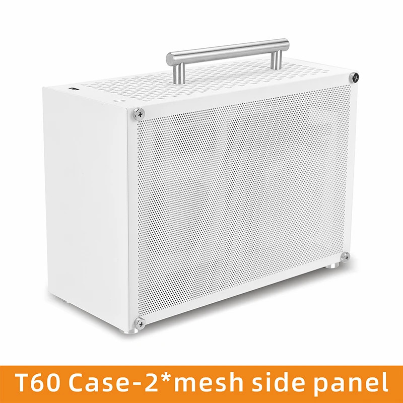 METALFISH T60 Mini ITX Case 9L White Acrylic/Mesh Panel SFX PSU 300mm GPU