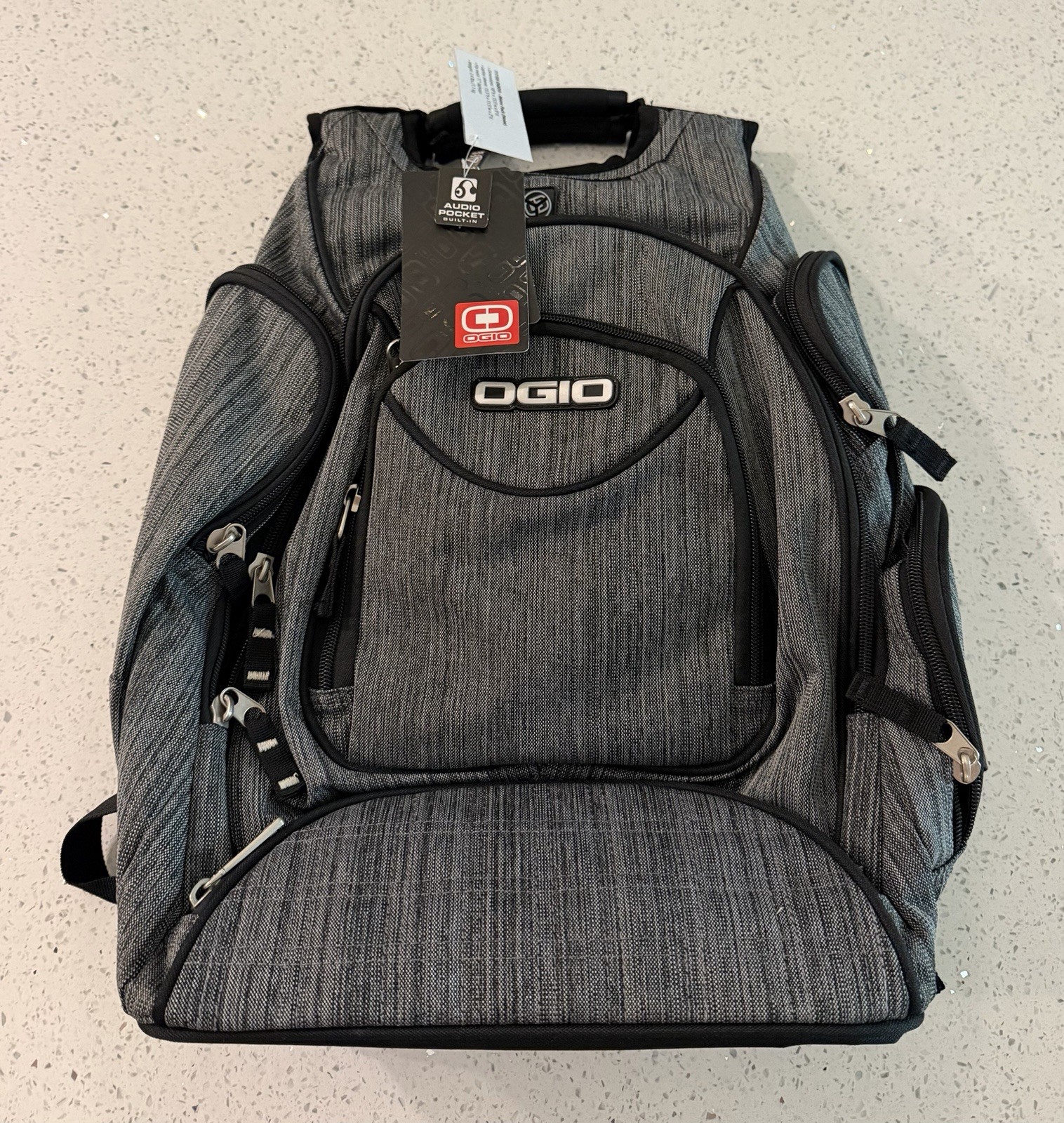 OGIO Metro Pack (Noise) Polyester Backpack Fits 17in Laptop, Gray/Black