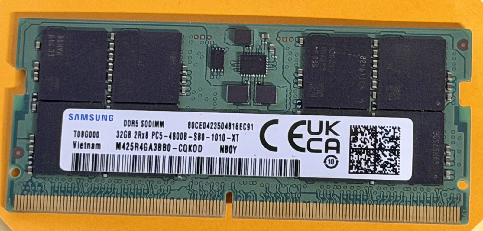 Samsung 32GB DDR5 4800MHz PC5-38400 CL40 SODIMM 2Rx8 Dual Rank 1.1V 262-Pin Lapt