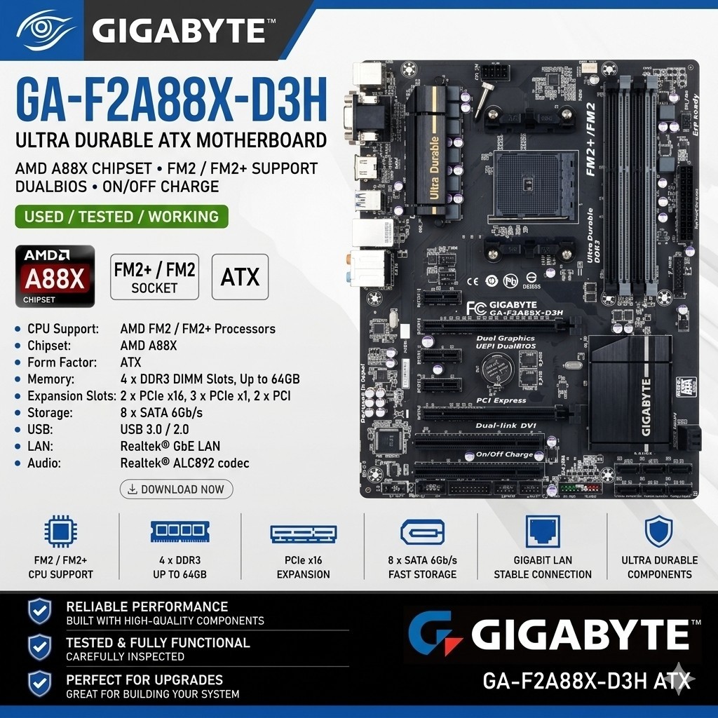 Gigabyte GA-F2A88X-D3HP Motherboard (Socket FM2+) — Board Only