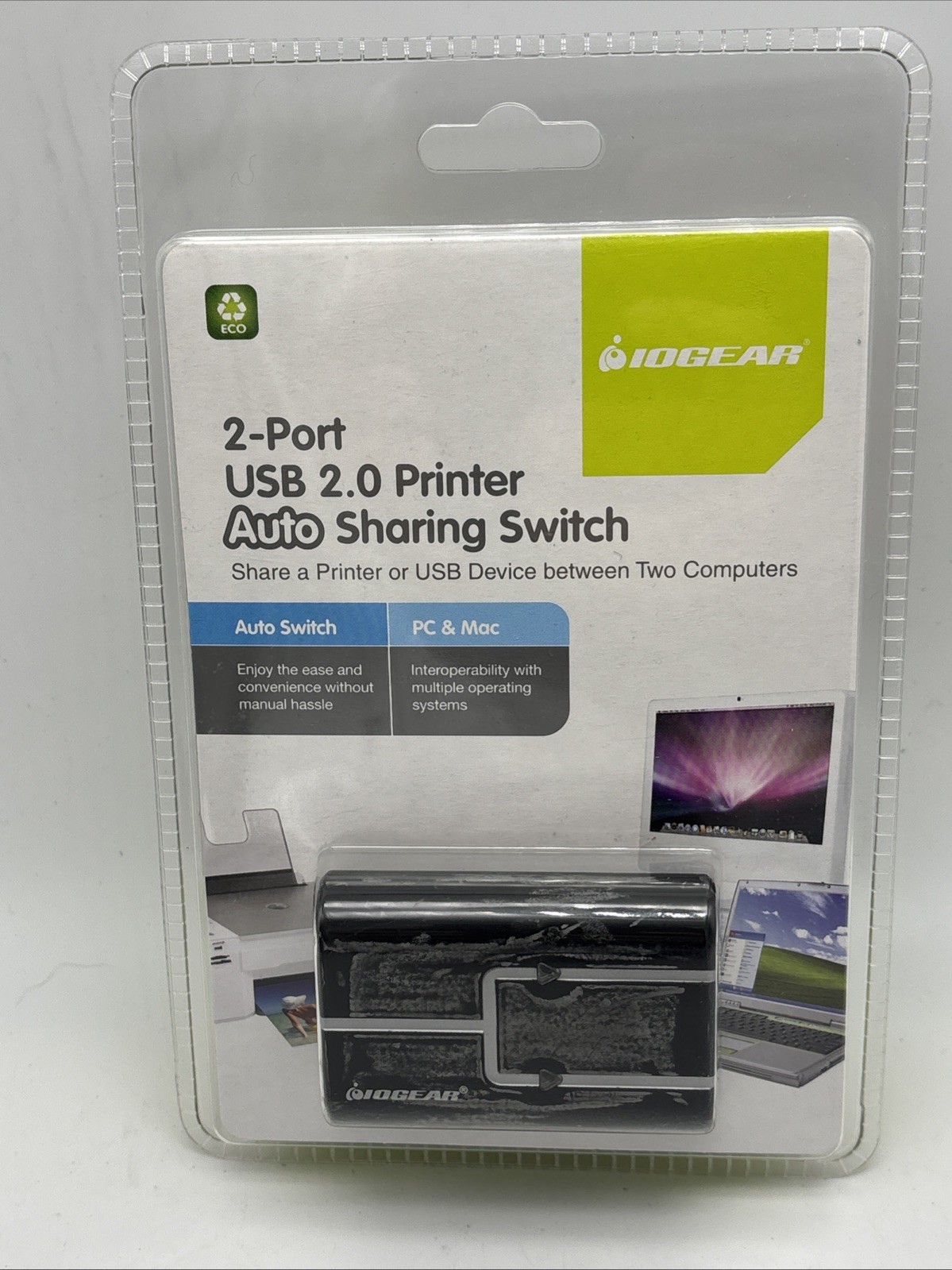 IOGEAR GUB211 2-Port USB 2.0 Printer Auto Sharing Switch New Sealed