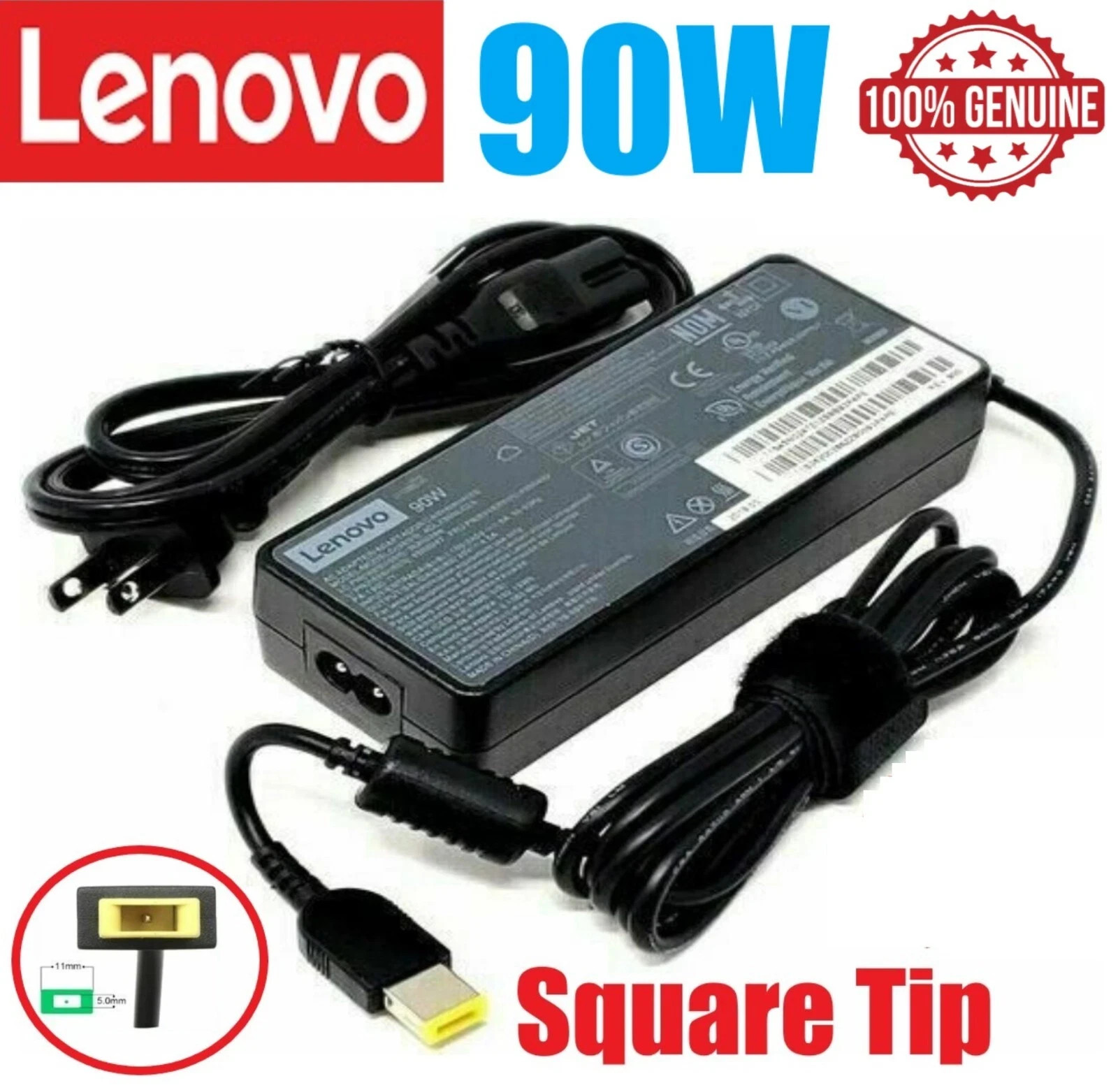 OEM Lenovo Thinkpad 90W 20V 4.5A Power Supply AC Adapter Square Slim Tip Genuine