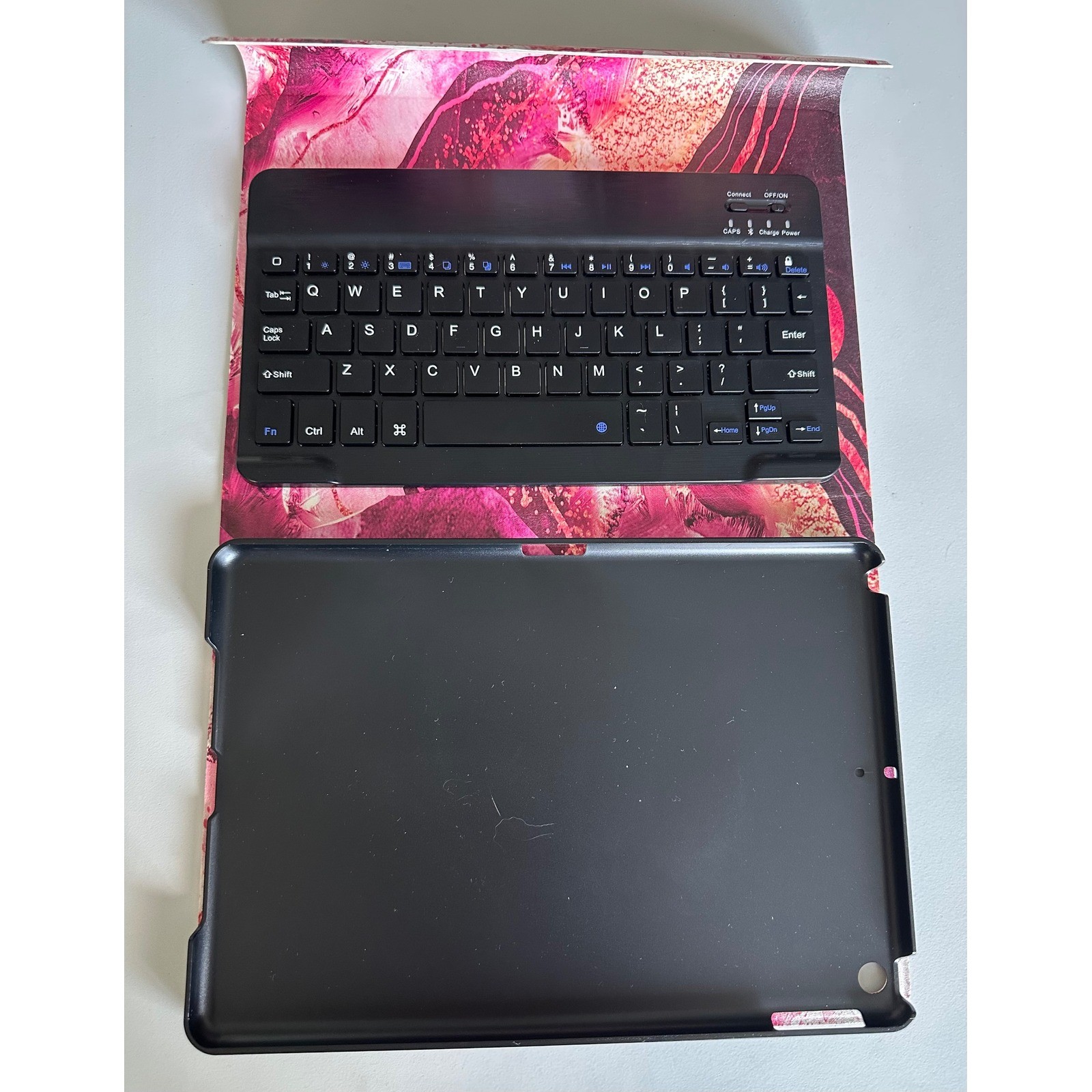 Pink Marble Wireless Bluetooth Keyboard Tablet Case Folio Cover