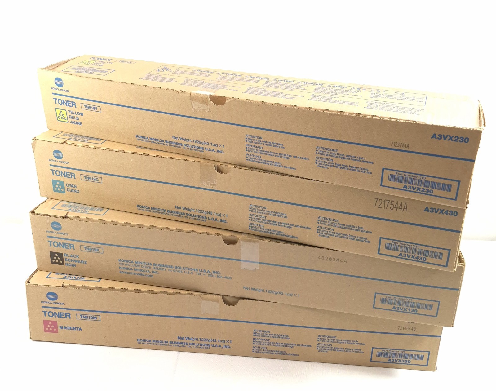 Konica Minolta TN619 Complete Toner Cartridge Set Yellow Magenta Cyan Black