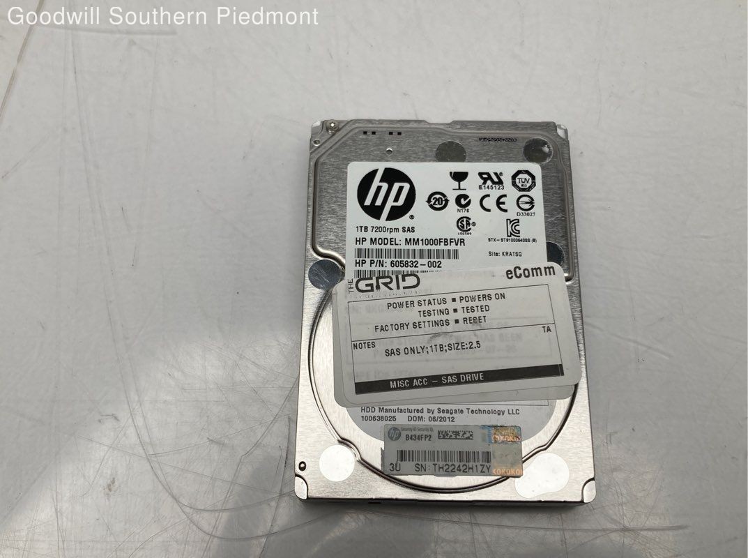 HP SAS Only 1TB Form Factor 2.5 HDD Drive - Tested