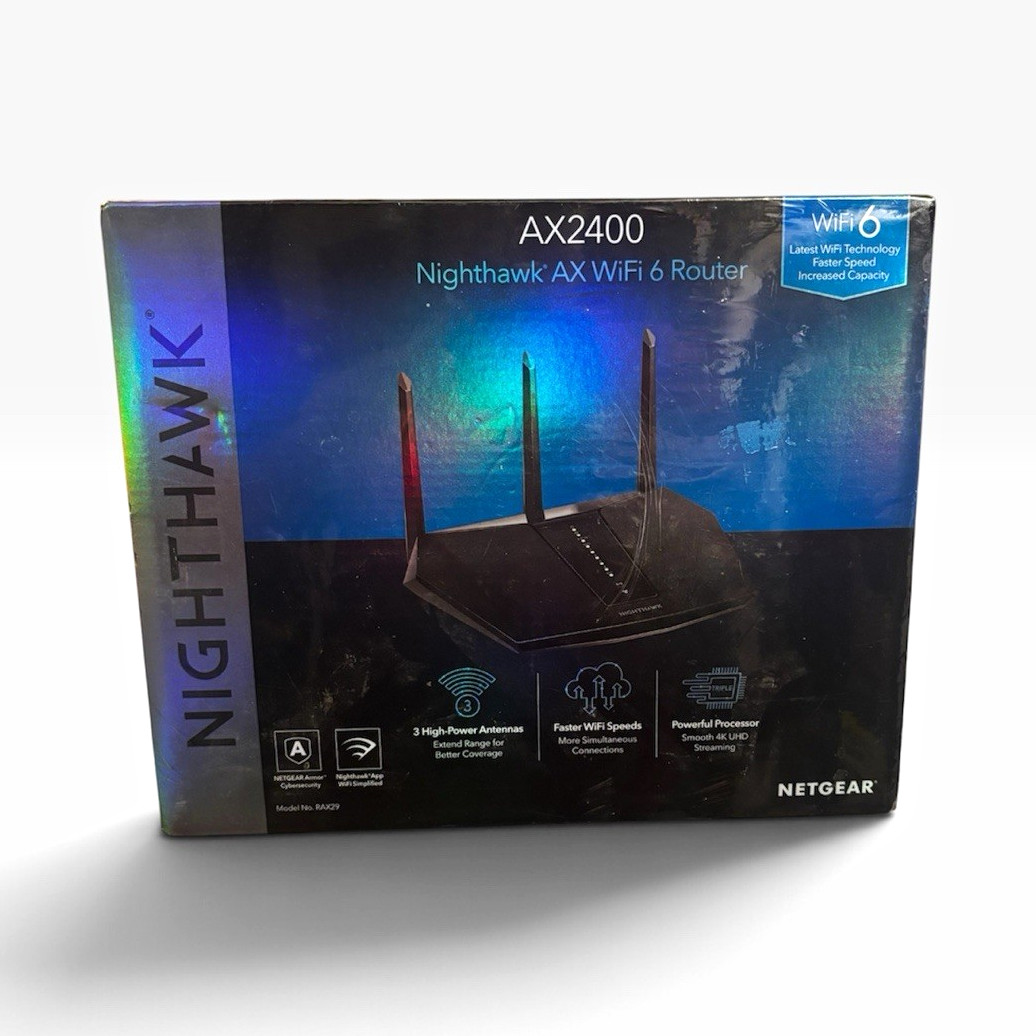 NETGEAR Nighthawk AX2400 WiFi 6 Dual-Band Router 2400Mbps 4-Port Black