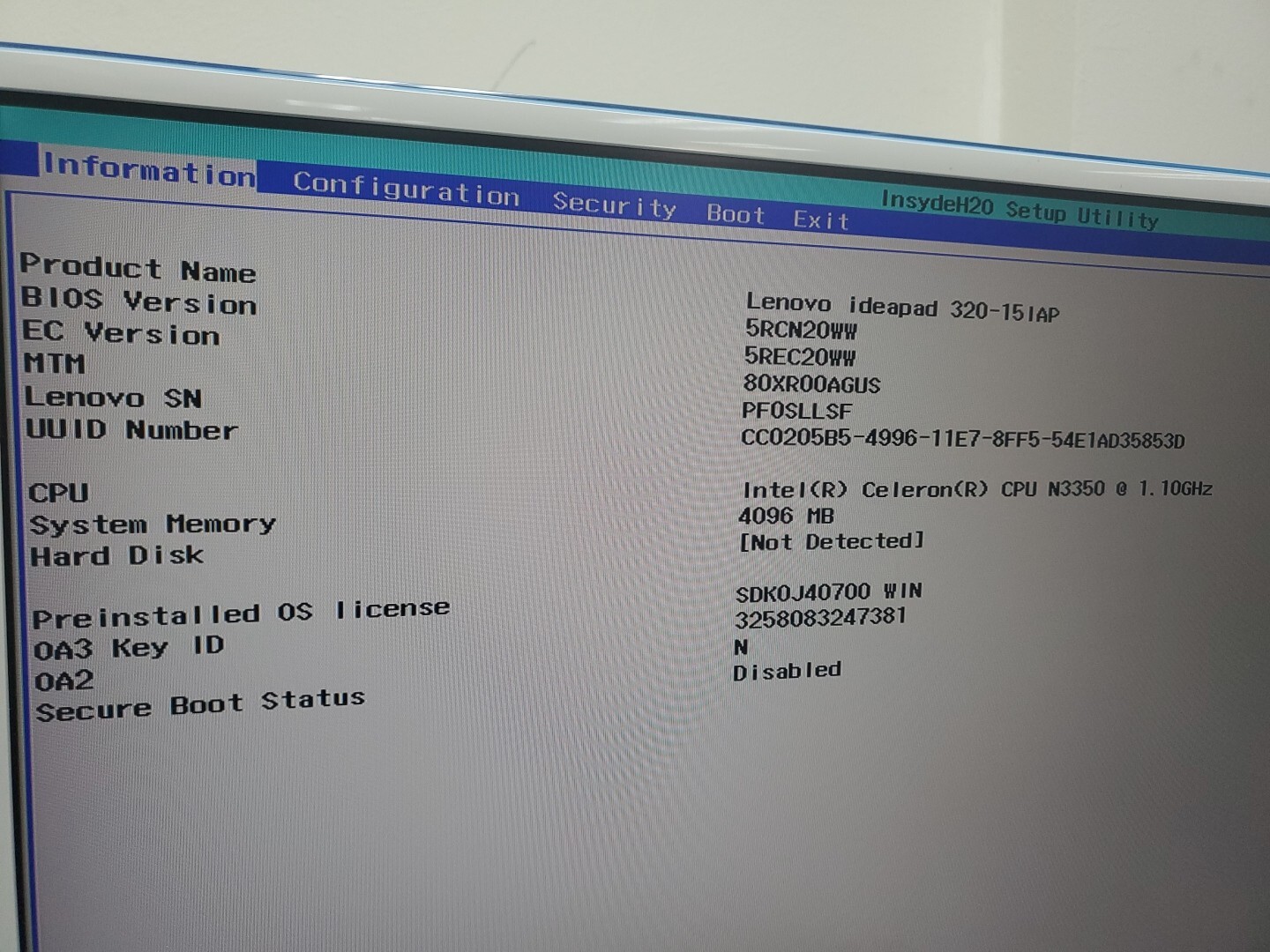  Lenovo Ideapad 320-15IAP Motherboard w/N3350 CPU 4GB RAM  DG424/DG524 NM-B301  