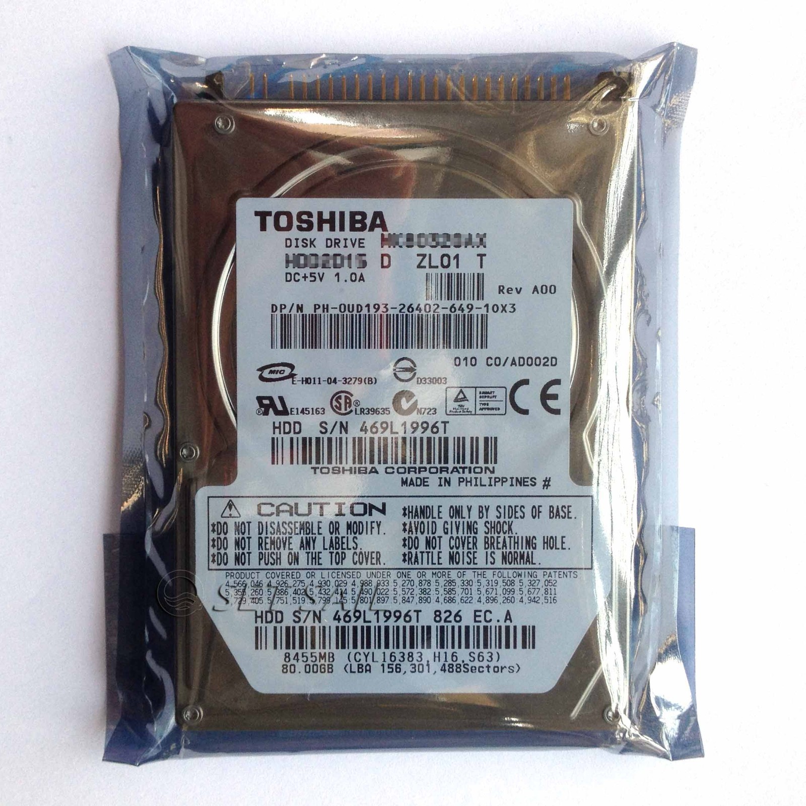 TOSHIBA (MK8026GAX) 80 GB HDD 2.5" 16 MB 5400 RPM IDE Laptop Hard Disk Drive