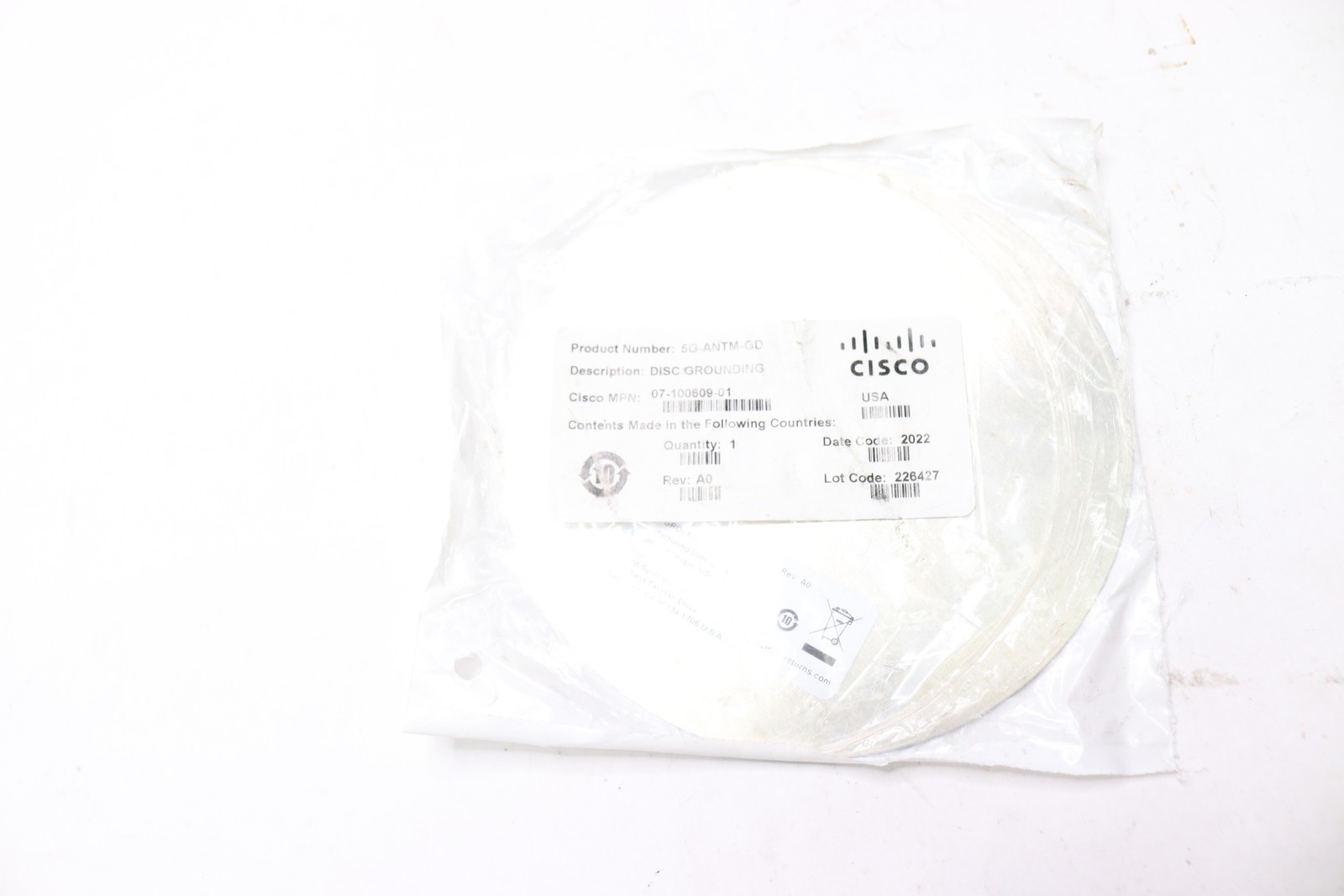 Cisco Systems Ground Disk for 5G Sub-6GHz / 4G LTE 4-in-1 Outdoor Antenna 