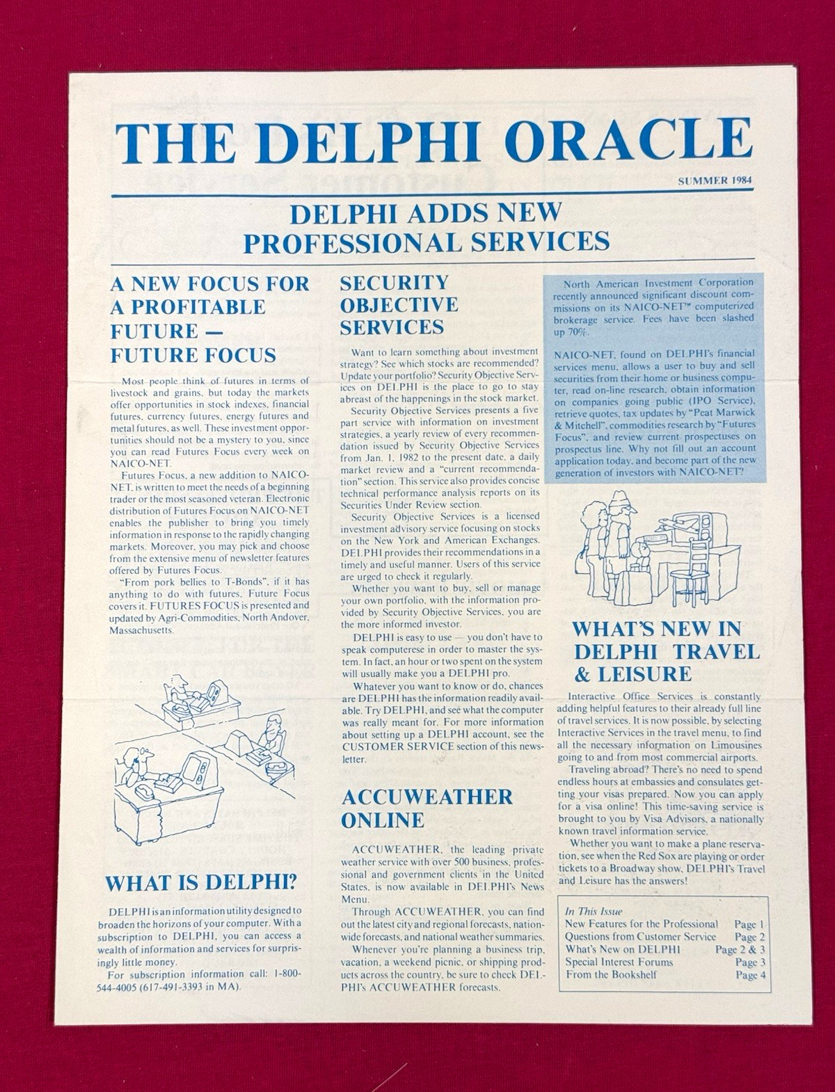 RARE 1984 Delphi Oracle Newsletter Early Online Service / Pre-Internet Ephemera