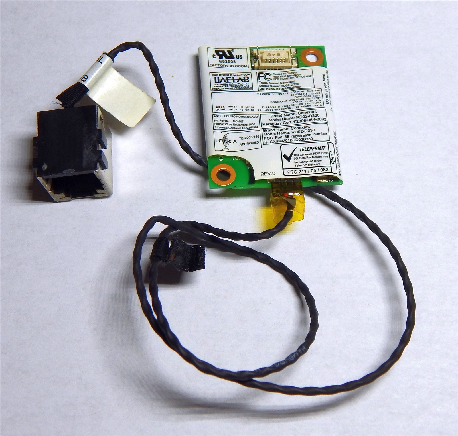 Conexant RD02-D330-02 Modem With Cable & Jack from Acer Aspire 5542G 