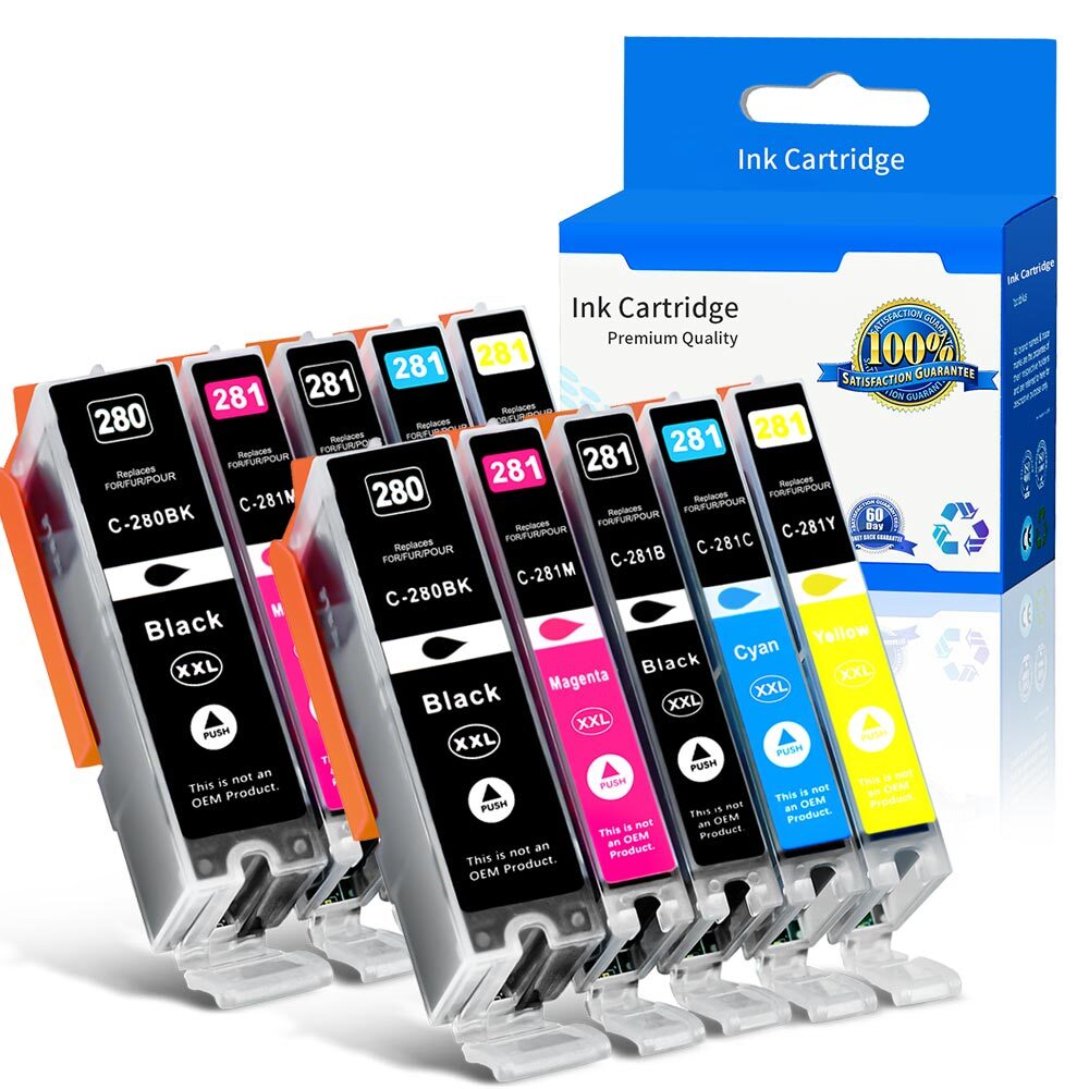 10 Pack PGI-280XXL CLI-281XXL Ink Cartridges Replacement for Canon Pixma TS8320 