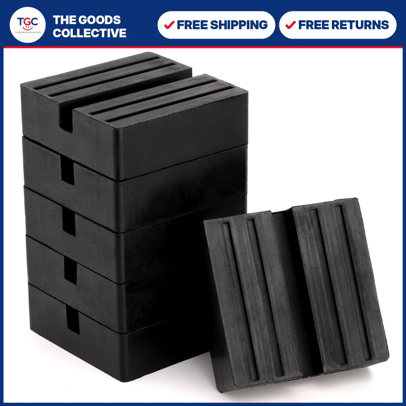 6 Pack Universal Floor Jack Rubber Pad - Anti-Slip Square Adapter for Car Lift,