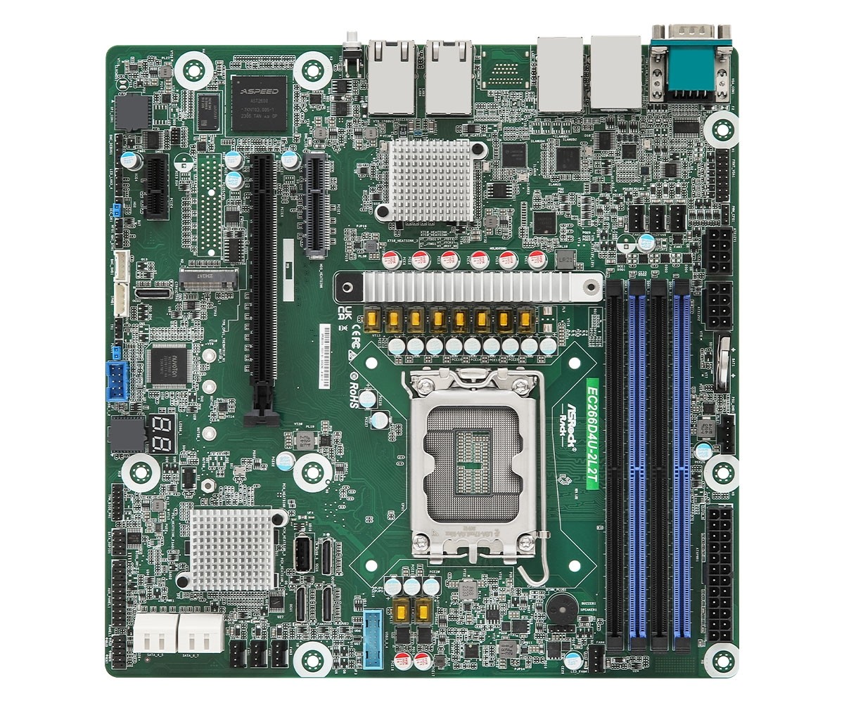 ASRock EC266D4U-2L2T Intel C266 LGA1700 mATX Motherboard, 4 DIMM, 8 SATA