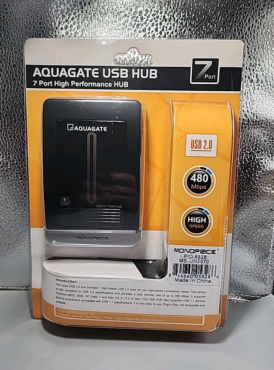 Sealed Monoprice Aquagate 7-Port High Performance USB2.0 Hub MS-UH2070