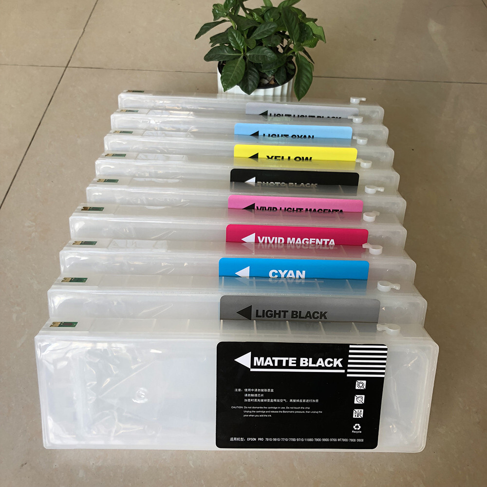 9PC 700ml Refill Ink Cartridge with Chip for Epson 7890 9890 7908 9908 Printer