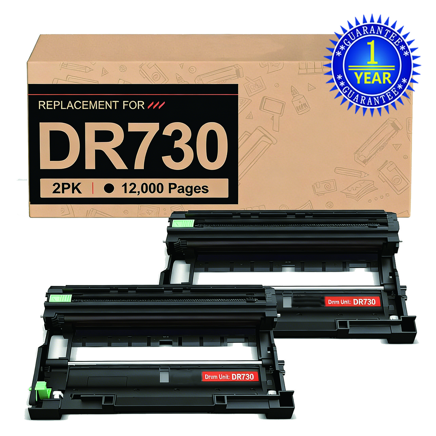 2 PACK DR730 Drum Unit DR760 Compatible With Brother HL-L2350DW MFC-L2710DW