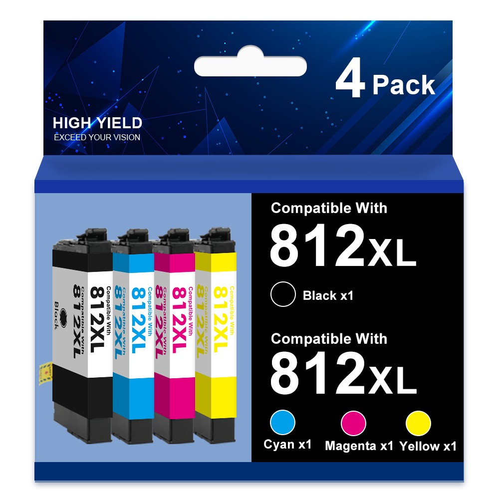 4Pack 812XL Ink Cartridge for Epson T812XL Ink WF-7840 WF-7820 WF-7310 EC-C7000