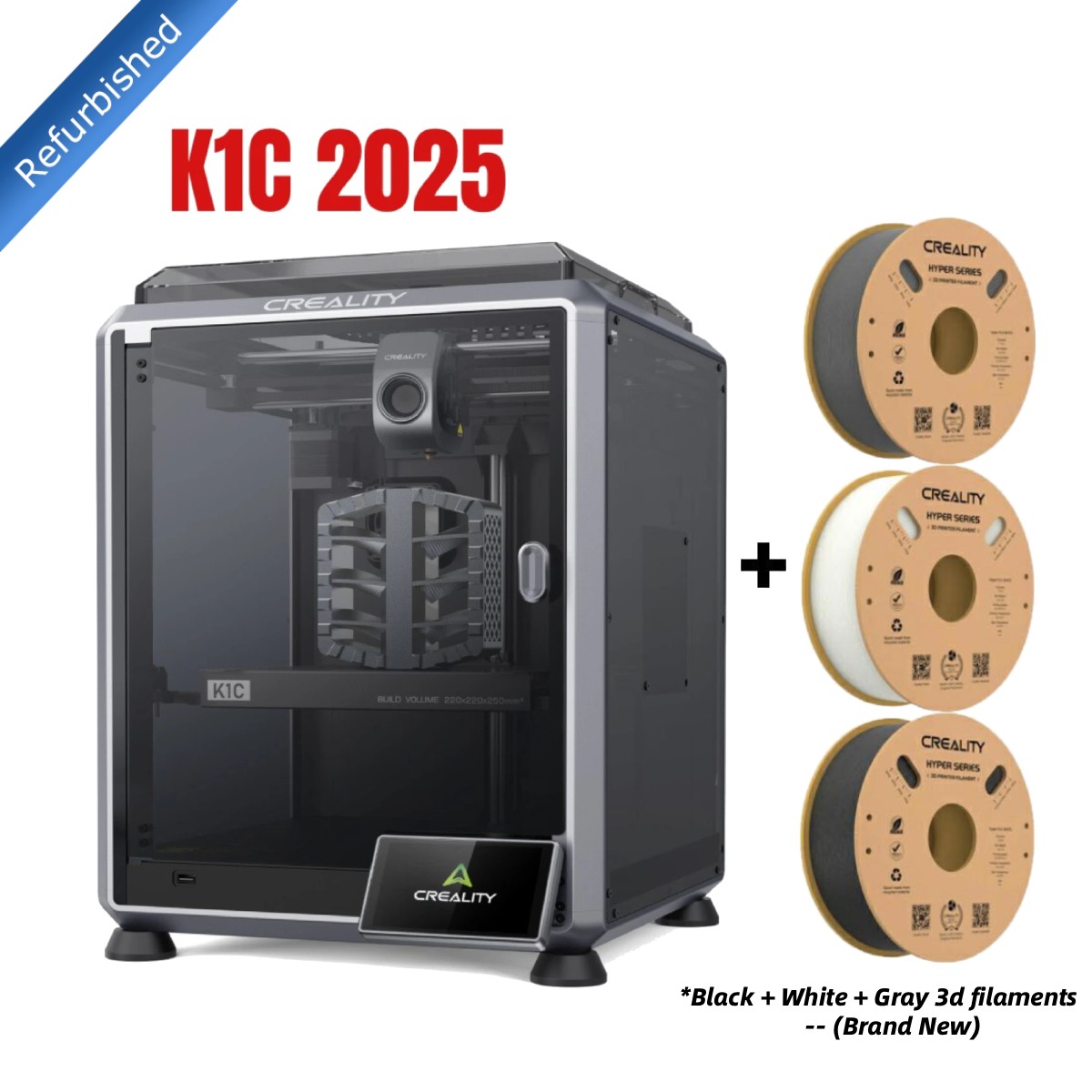 【Refurbished】Creality K1C 2025 Upgraded 3D Printer 600mm/s + 3KG PLA Filaments