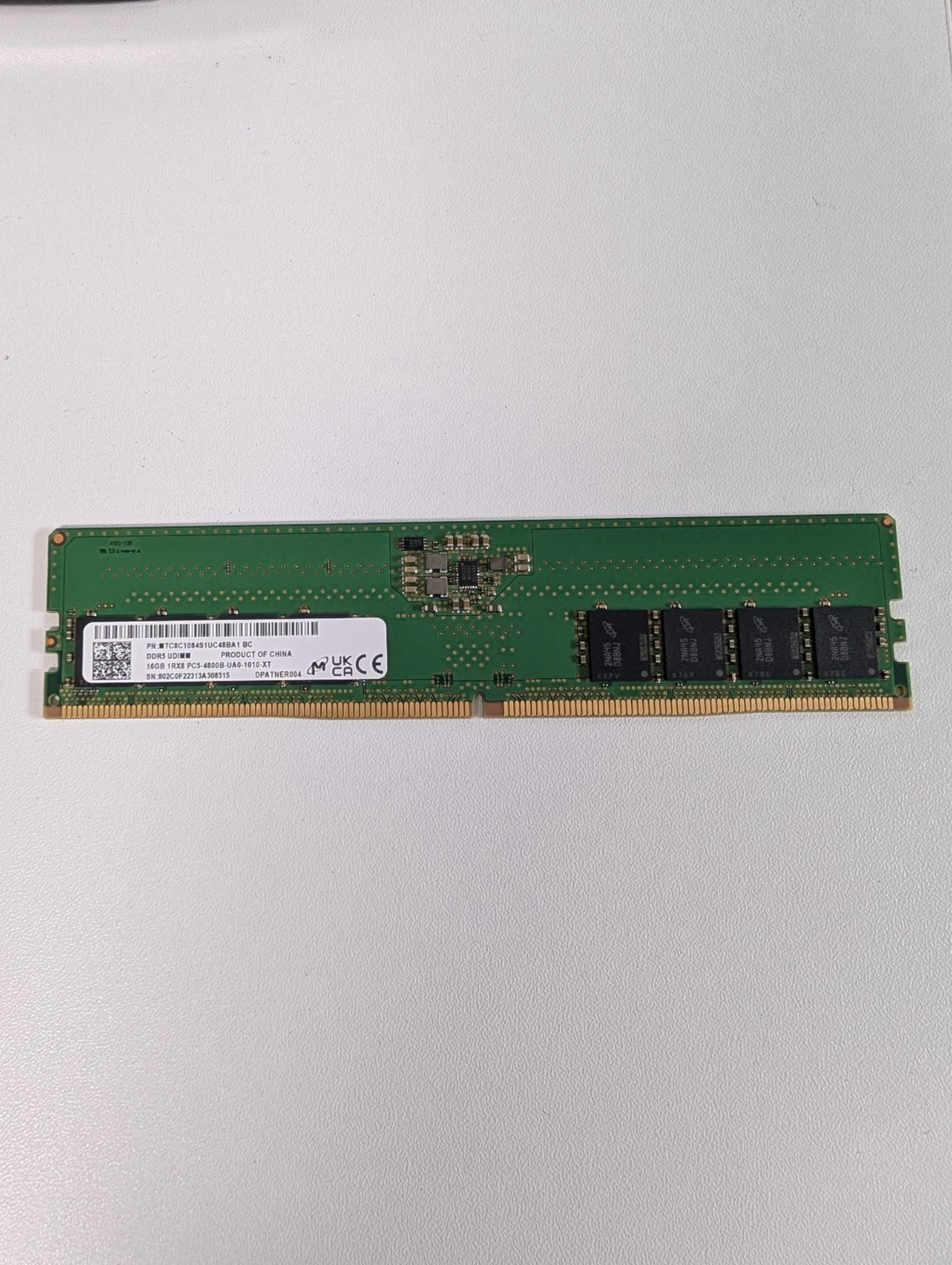 Micron 16GB 1x16GB DDR5 4800 UDIMM CL40 Desktop Memory MTC8C1084S1UC48BA1