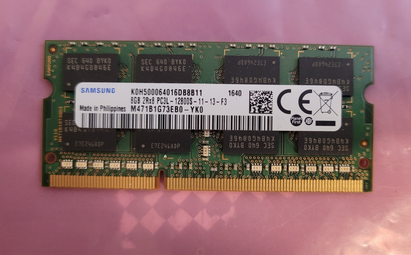 Samsung 8GB PC3L 12800 DDR3L 1600MHz 2Rx8  Laptop Memory RAM 1.35V CL11