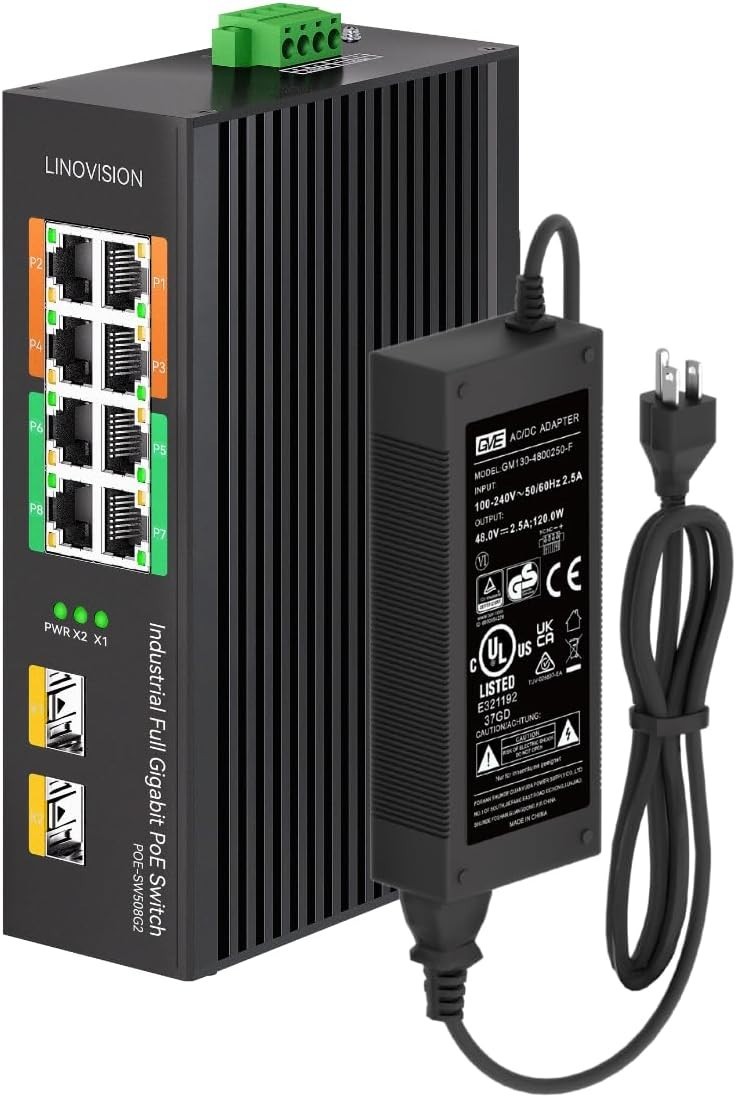 LINOVISION Industrial 8-Port Gigabit PoE Switch with 4 BT 90W PoE++ Ports