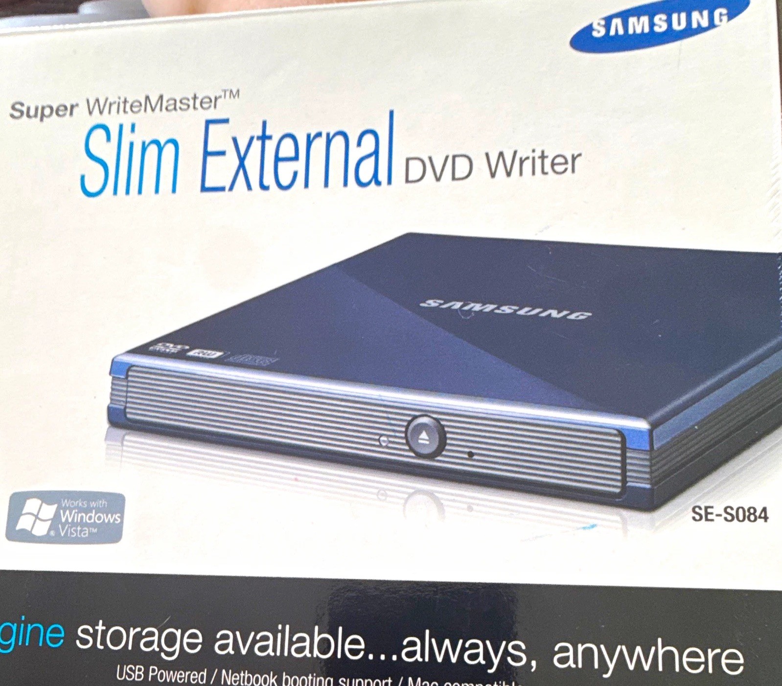 Samsung Super WriteMaster SE-S084 Slim USB-Powered External DVD/CD Writer Blue