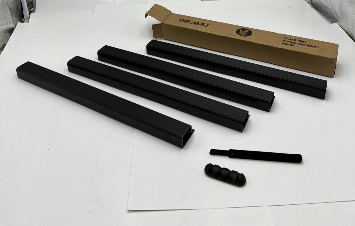 Box of 4-Delamu Cable Management Under Desk-J Channel Cable Raceway 4X15.7"Black