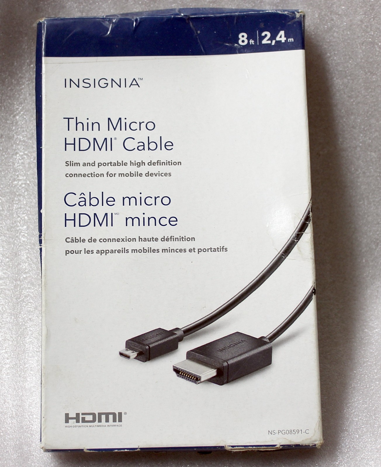 INSIGNIA THIN MICRO HDMI CABLE (8FT / 2.4M) - NS-PG08591-C