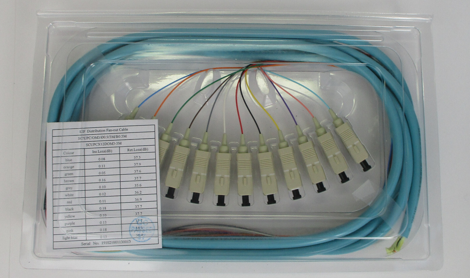 12F Distribution Fan-Out Cable SC/UPC/OM3 OM3 SCUPCX12DOM3-3M