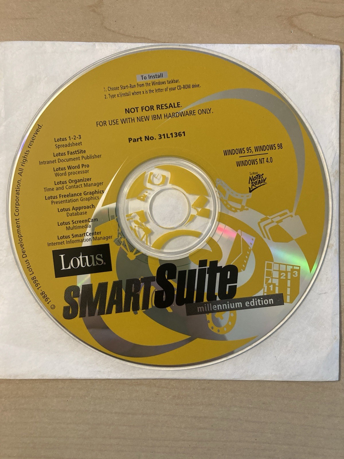 Lotus SmartSuite 9.0 Millennium Edition Software CD Windows 7/XP/2000/98
