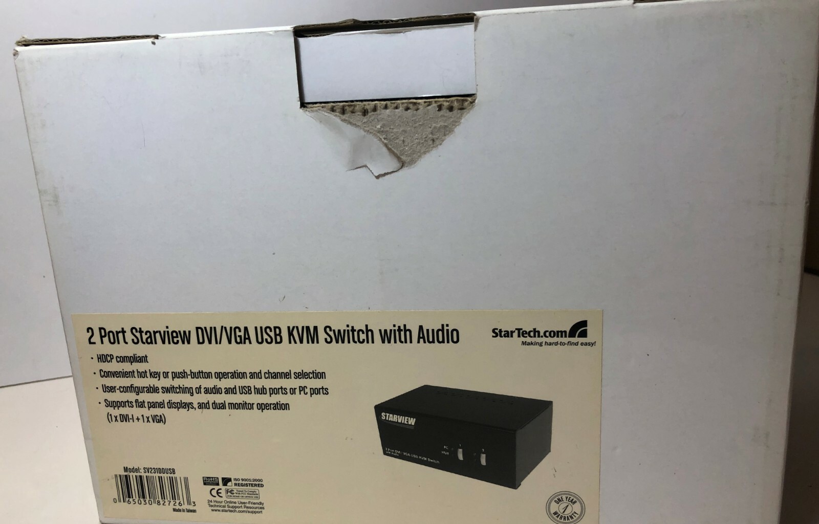 NEW Star Tech 2 Port Starview DVI/VGA USB KVM Switch with Audio SV231DDUSB