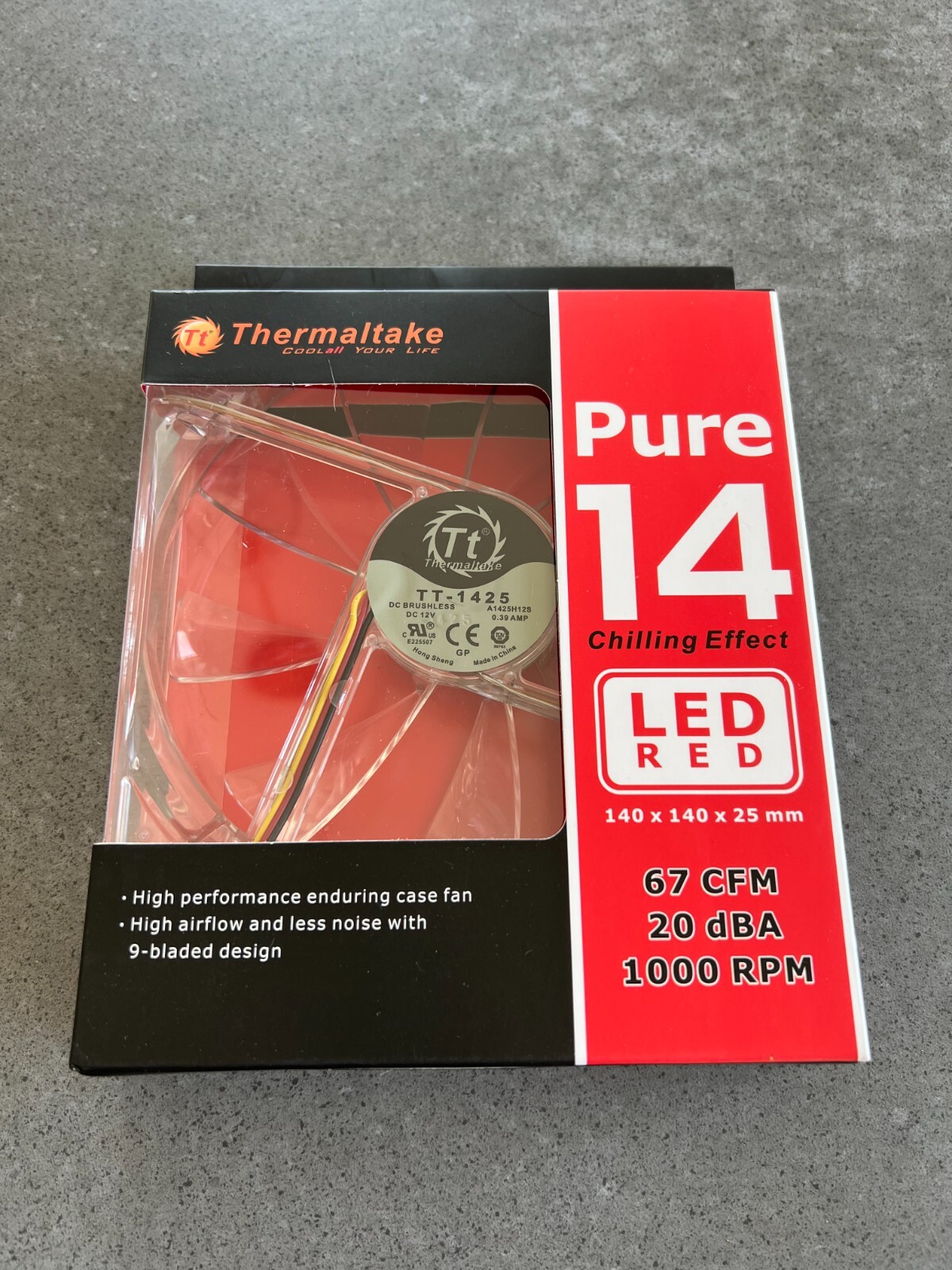 Thermaltake CL-F027-PL14RE-A Pure 14 LED Red 140x140x25mm Fan - NEW IN BOX