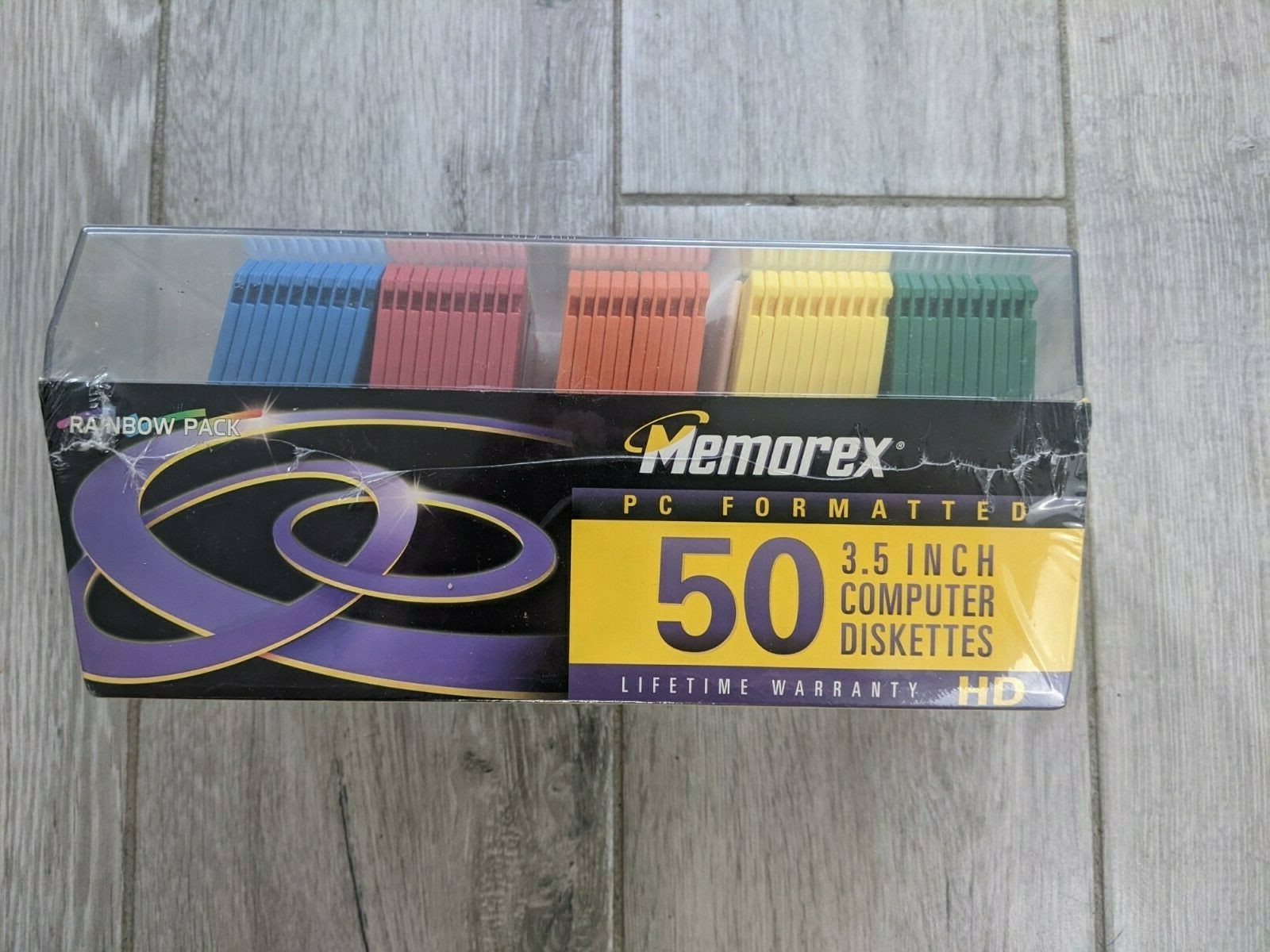 Memorex PC Formatted Pack of 50 3.5" HD Computer Diskettes Rainbow Pack (New)