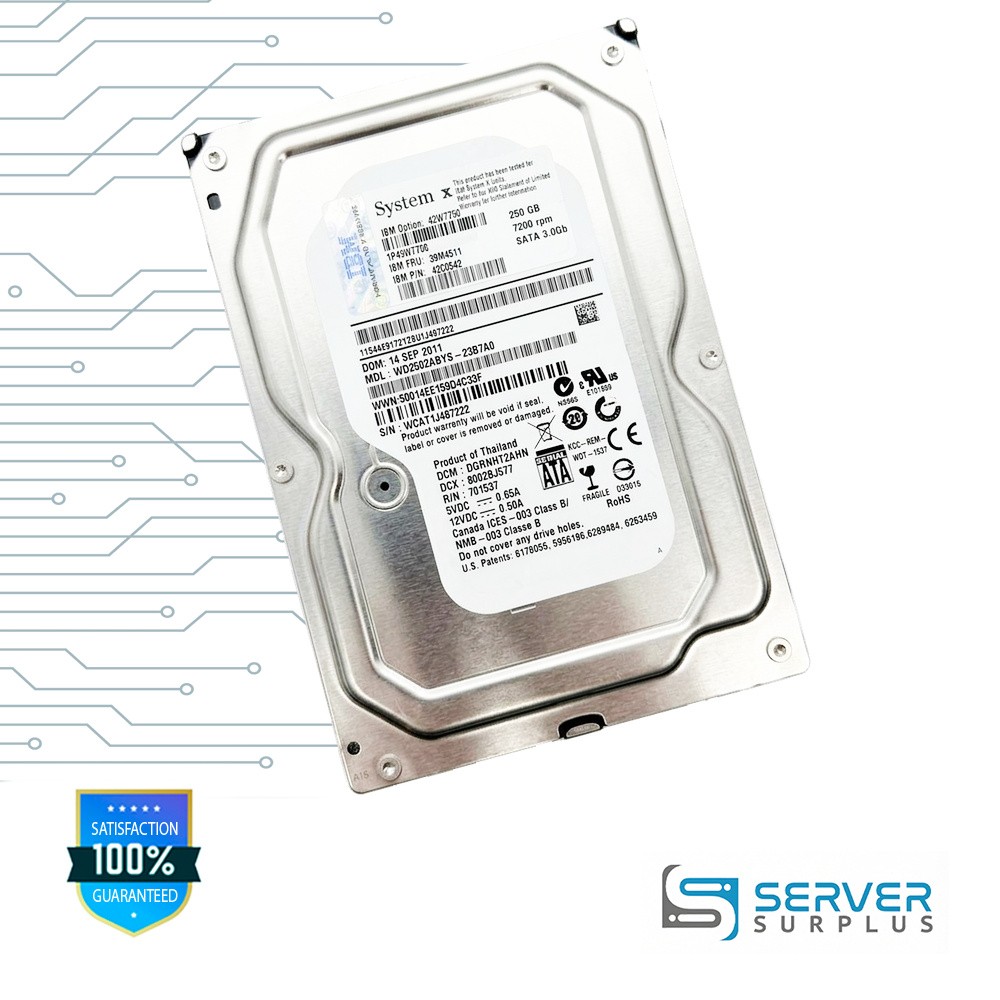 IBM WD2502ABYS 250GB SATA 7200 RPM 3.5 in Enterprise HDD | 39M4511