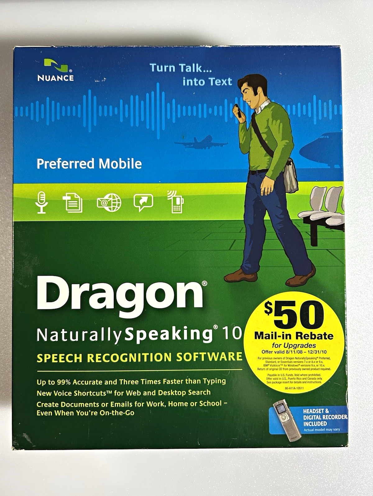 Nuance Dragon NaturallySpeaking 10 Speech Recognition Software Talk to Text