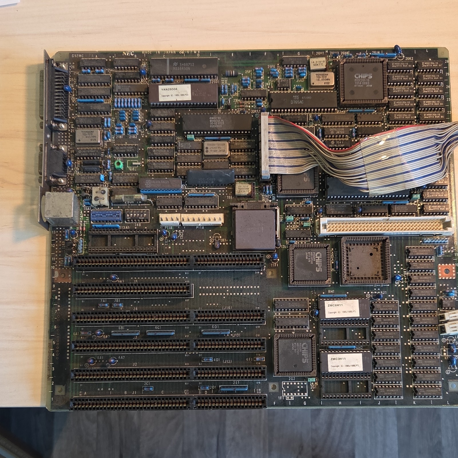 Vintage NEC Industrial ISA Backplane Motherboard PCB w/ Chips & ROMs.