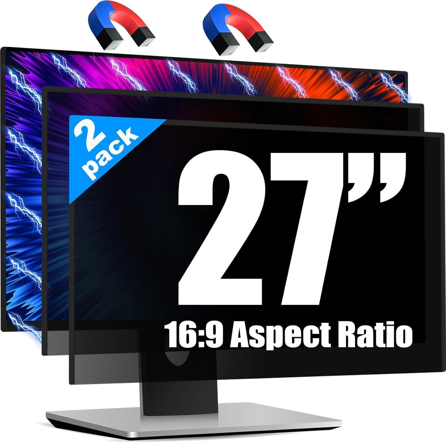 Magnetic 2 Pack Invisible Hidden Design Computer Privacy Screen Filter 27 Inch f