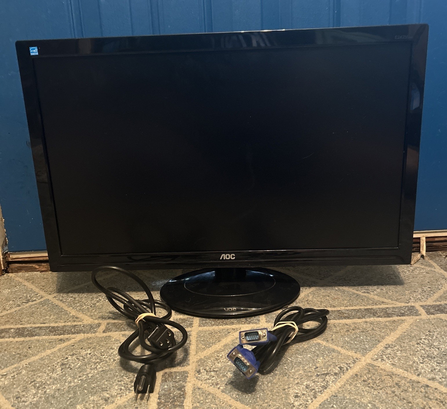 AOC 24" WS LED Monitor: E2425SWD 236LM00020: w/ Stand & Cables: Tested & Working