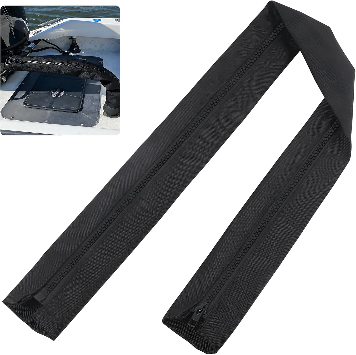 48 Inch Zippered Rigging Sleeve,Trolling Motor Cable Organizer Sleeve, Zippered